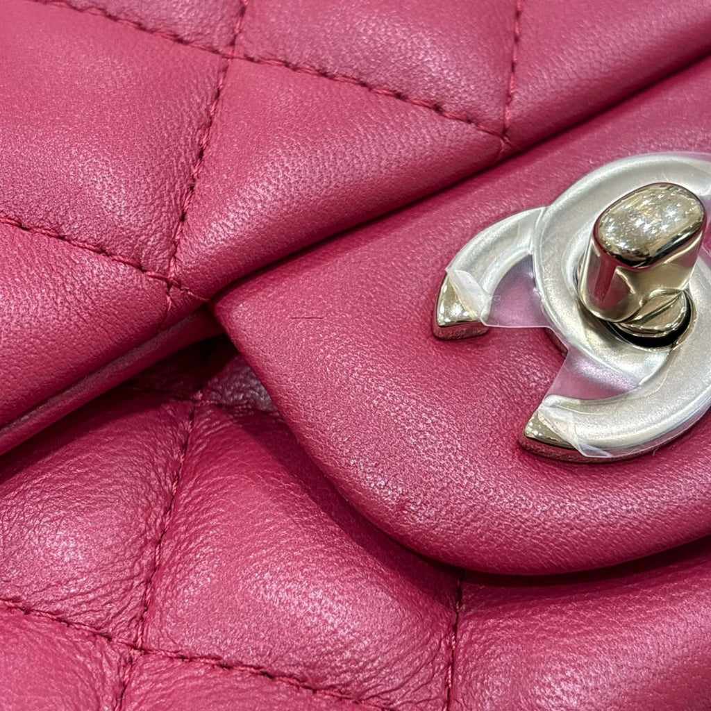 Chanel Mini Quilted 17 Chain Shoulder Bag Hot Pink Lambskin — view 7