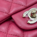 Chanel Mini Quilted 17 Chain Shoulder Bag Hot Pink Lambskin — view 7