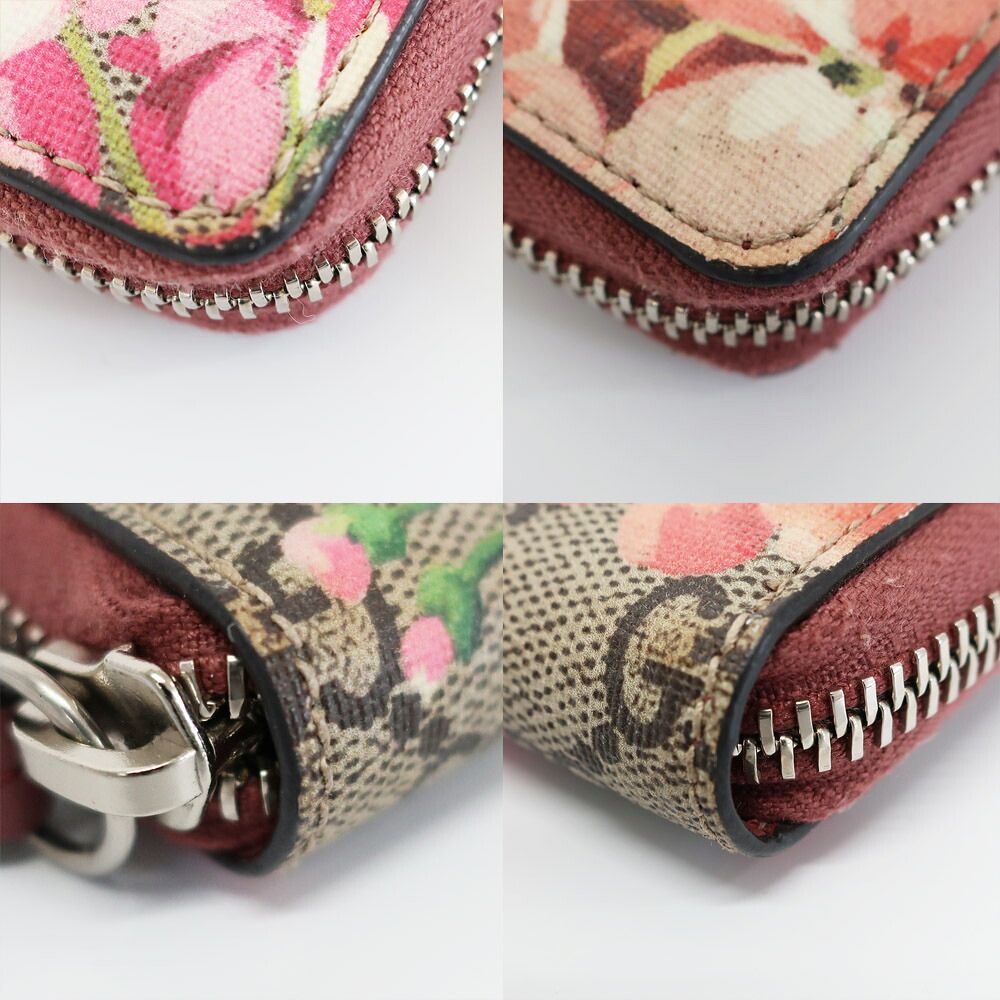 Gucci GG Blooms Coin Purse Wallet Pink Beige Silver Leather Floral — view 5
