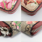 Gucci GG Blooms Coin Purse Wallet Pink Beige Silver Leather Floral — view 5