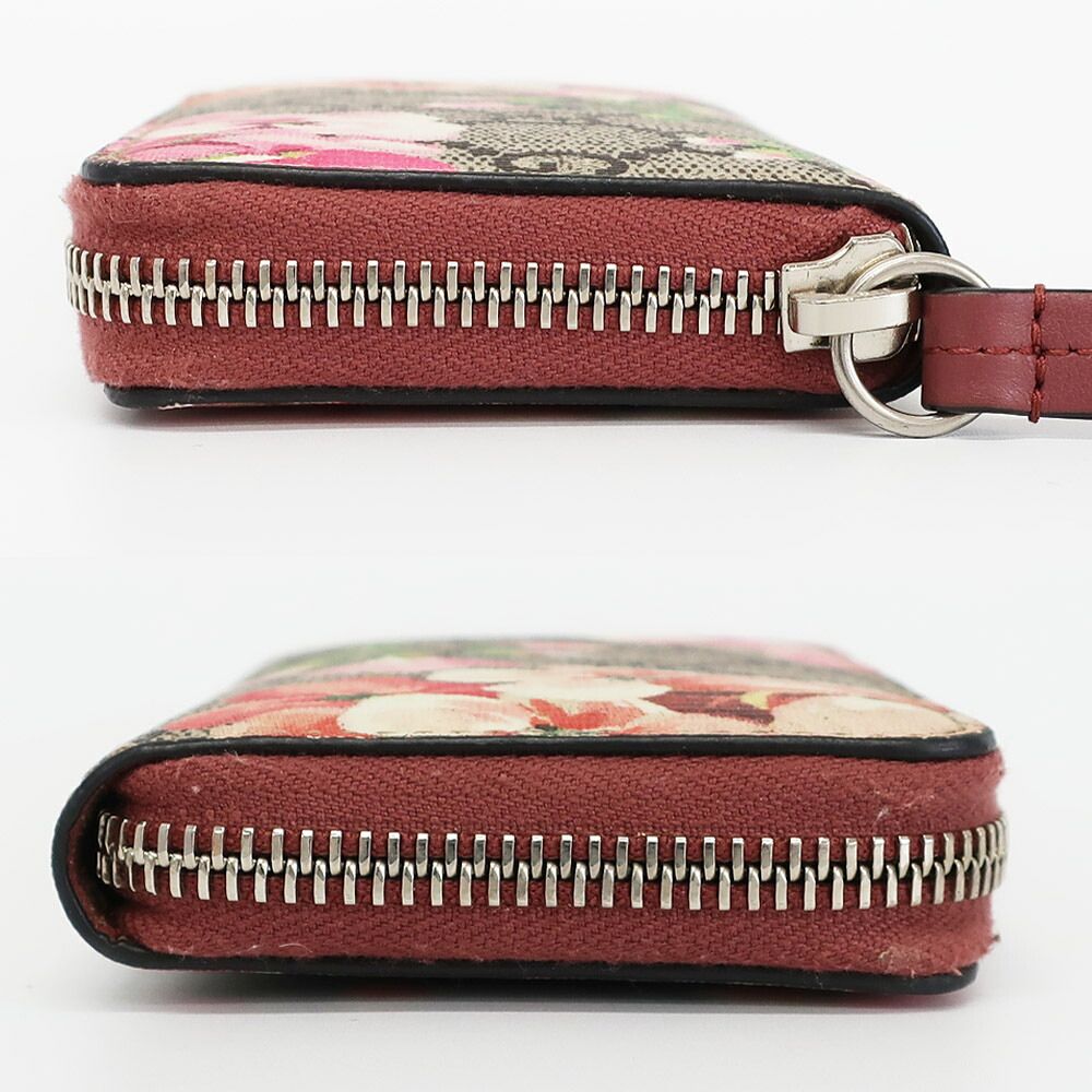 Gucci GG Blooms Coin Purse Wallet Pink Beige Silver Leather Floral — view 4