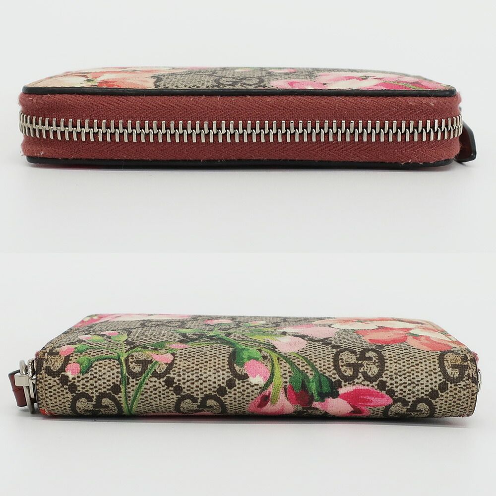 Gucci GG Blooms Coin Purse Wallet Pink Beige Silver Leather Floral — view 3