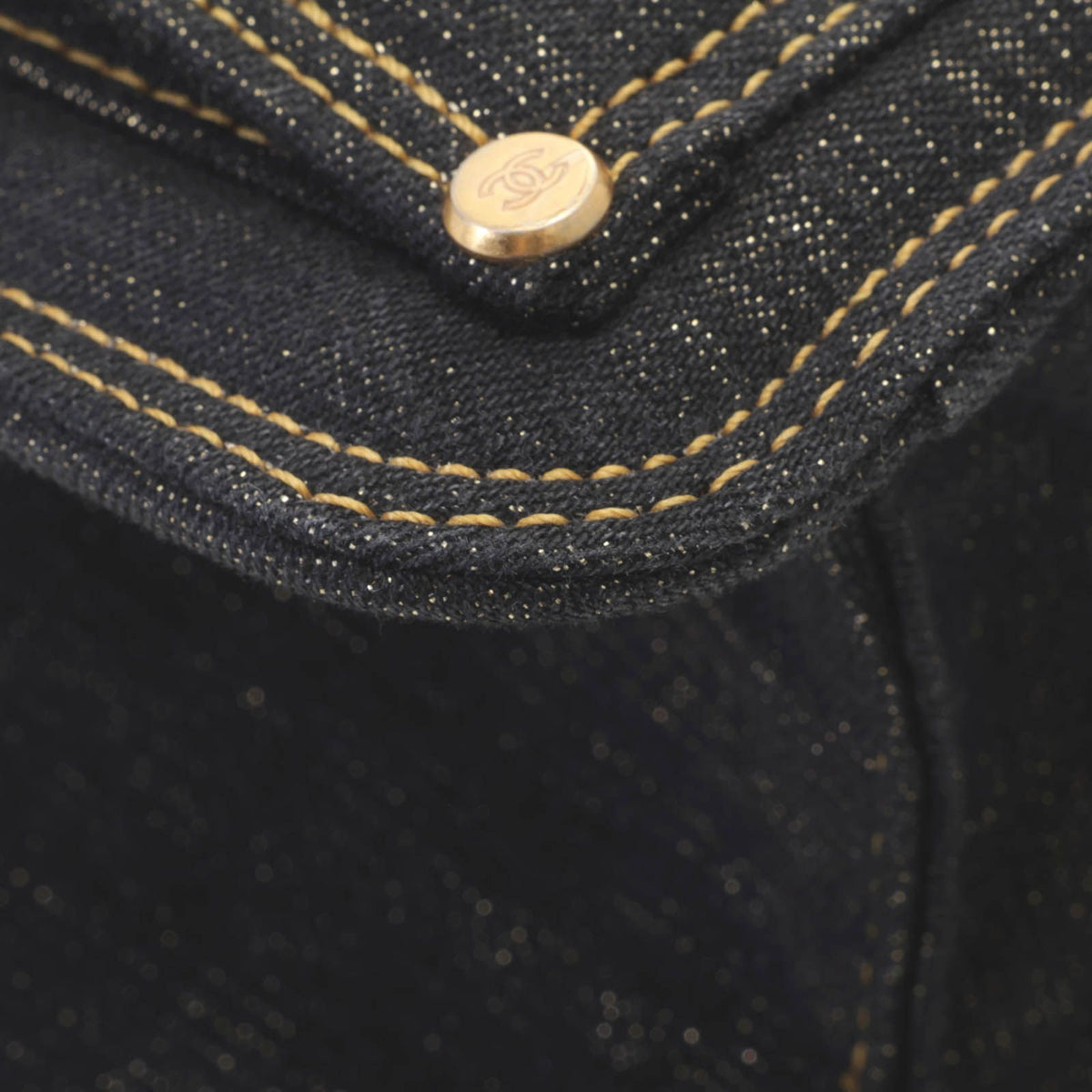 Chanel Quilted Chain Backpack Black Denim — view 6