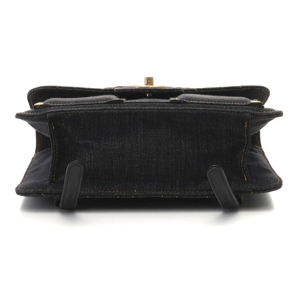 Chanel Quilted Chain Backpack Black Denim — view 3
