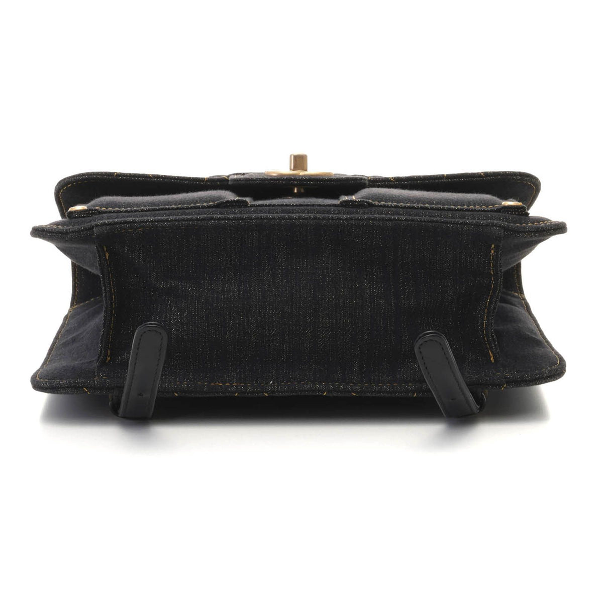 Chanel Quilted Chain Backpack Black Denim — view 3