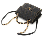 Chanel Quilted Chain Backpack Black Denim — view 4