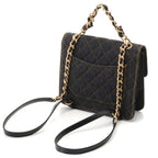 Chanel Quilted Chain Backpack Black Denim — view 2