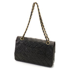 Chanel Quilted Double Flap 25 Chain Shoulder Black Lambskin Bag — view 2