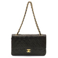 Chanel Quilted Double Flap 25 Chain Shoulder Black Lambskin Bag
