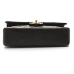 Chanel Quilted Double Flap 25 Chain Shoulder Black Lambskin Bag — view 3