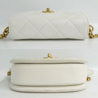 Chanel Chain Shoulder Bag Quilted White GD Lambskin Round Moon — view 3