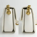 Chanel Chain Shoulder Bag Quilted White GD Lambskin Round Moon — view 4