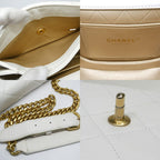 Chanel Chain Shoulder Bag Quilted White GD Lambskin Round Moon — view 7