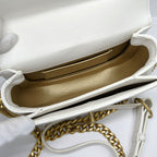 Chanel Chain Shoulder Bag Quilted White GD Lambskin Round Moon — view 5