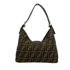 Fendi Vintage Zucca FF Logo Pattern Canvas Leather Shoulder Bag Brown — view 3