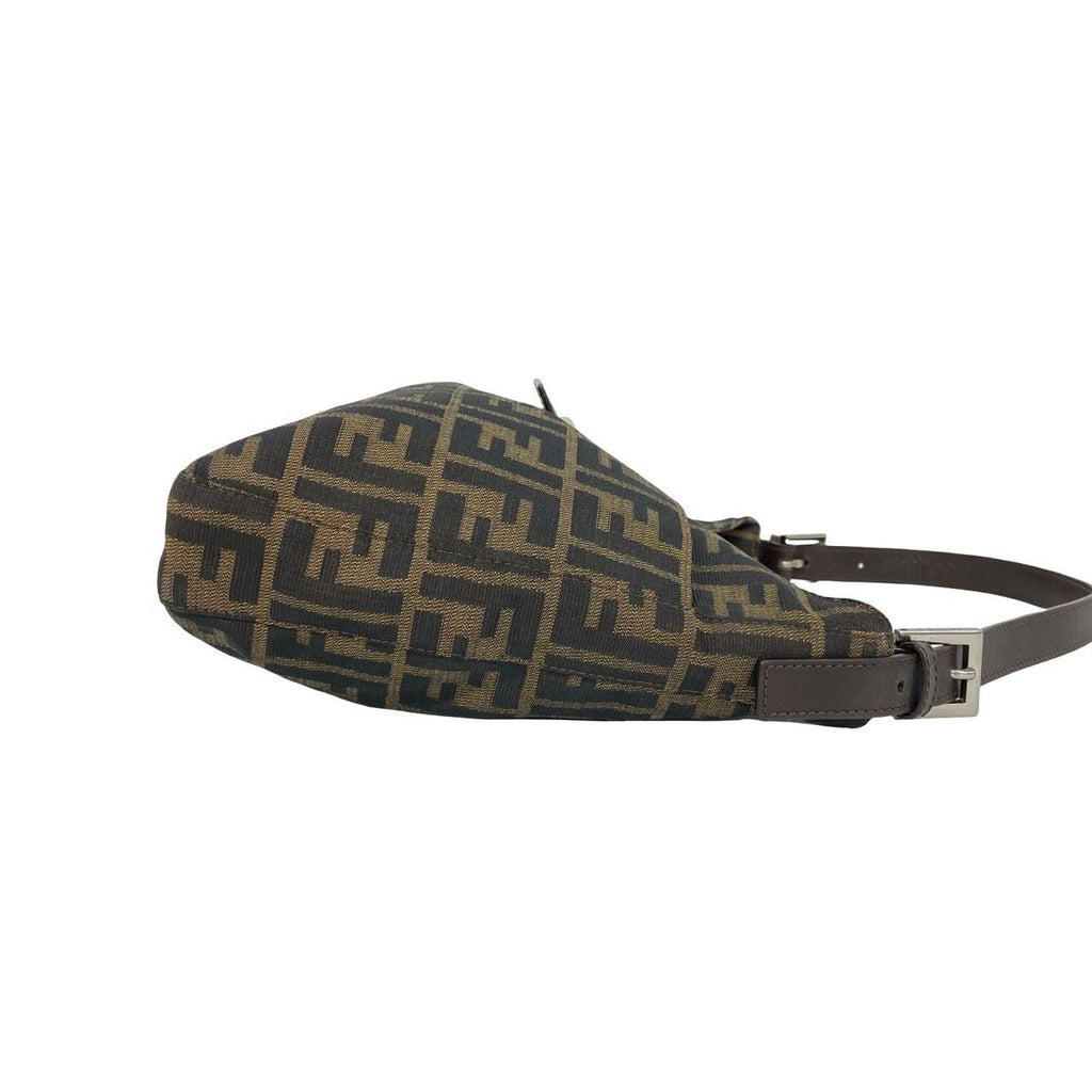 Fendi Vintage Zucca FF Logo Pattern Canvas Leather Shoulder Bag Brown — view 6