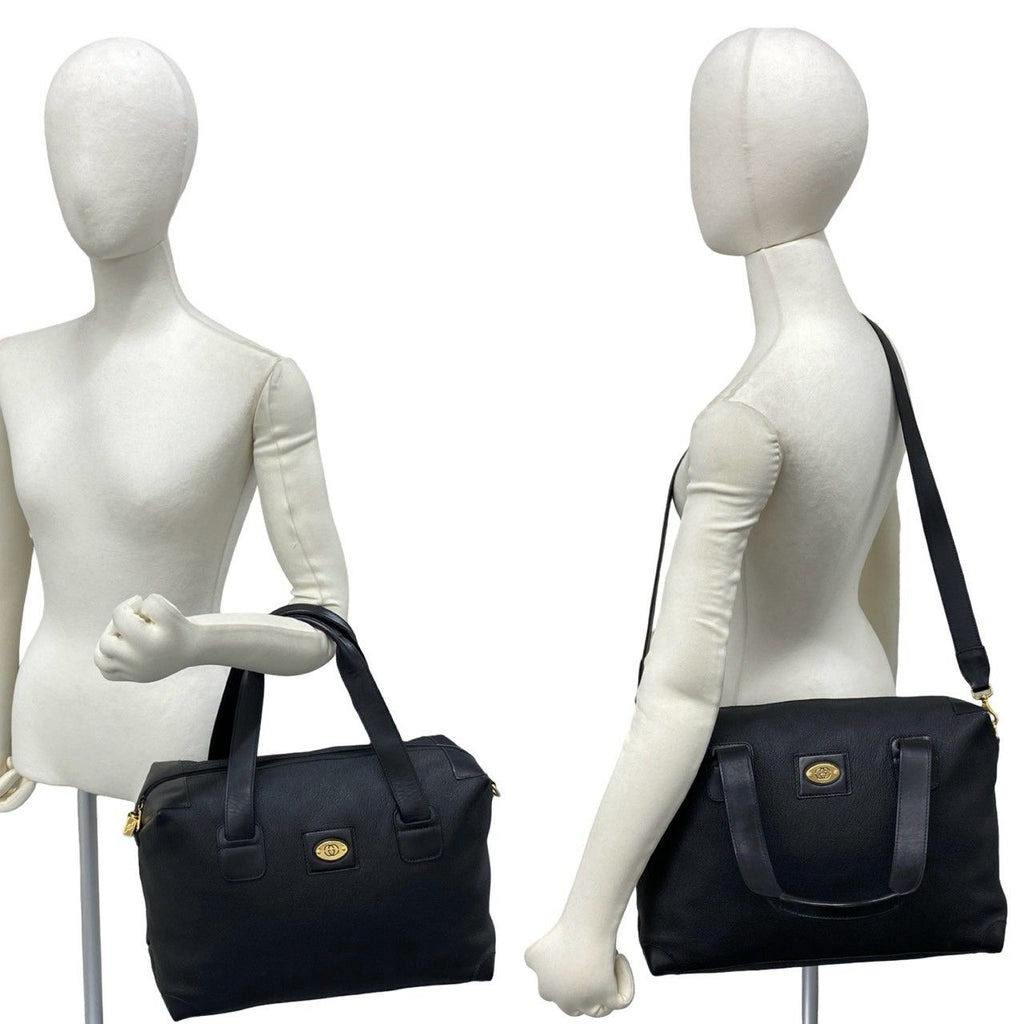 Gucci Vintage GG Logo Leather 2-Way Shoulder Bag Black — view 2