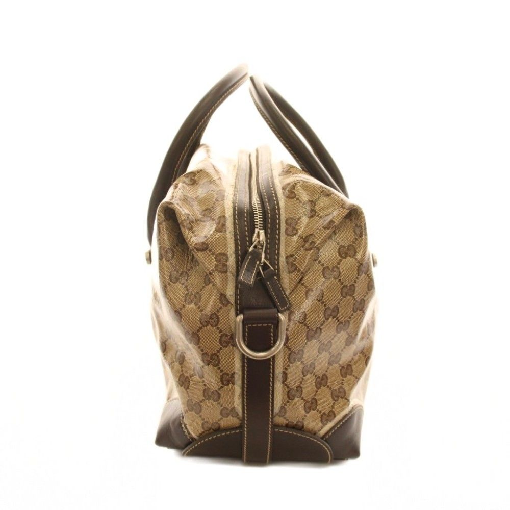 Gucci GG Crystal Crest Boston Bag Leather Beige Dark Brown — view 3