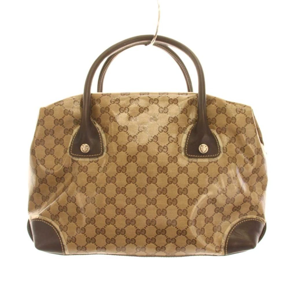 Gucci GG Crystal Crest Boston Bag Leather Beige Dark Brown — view 2