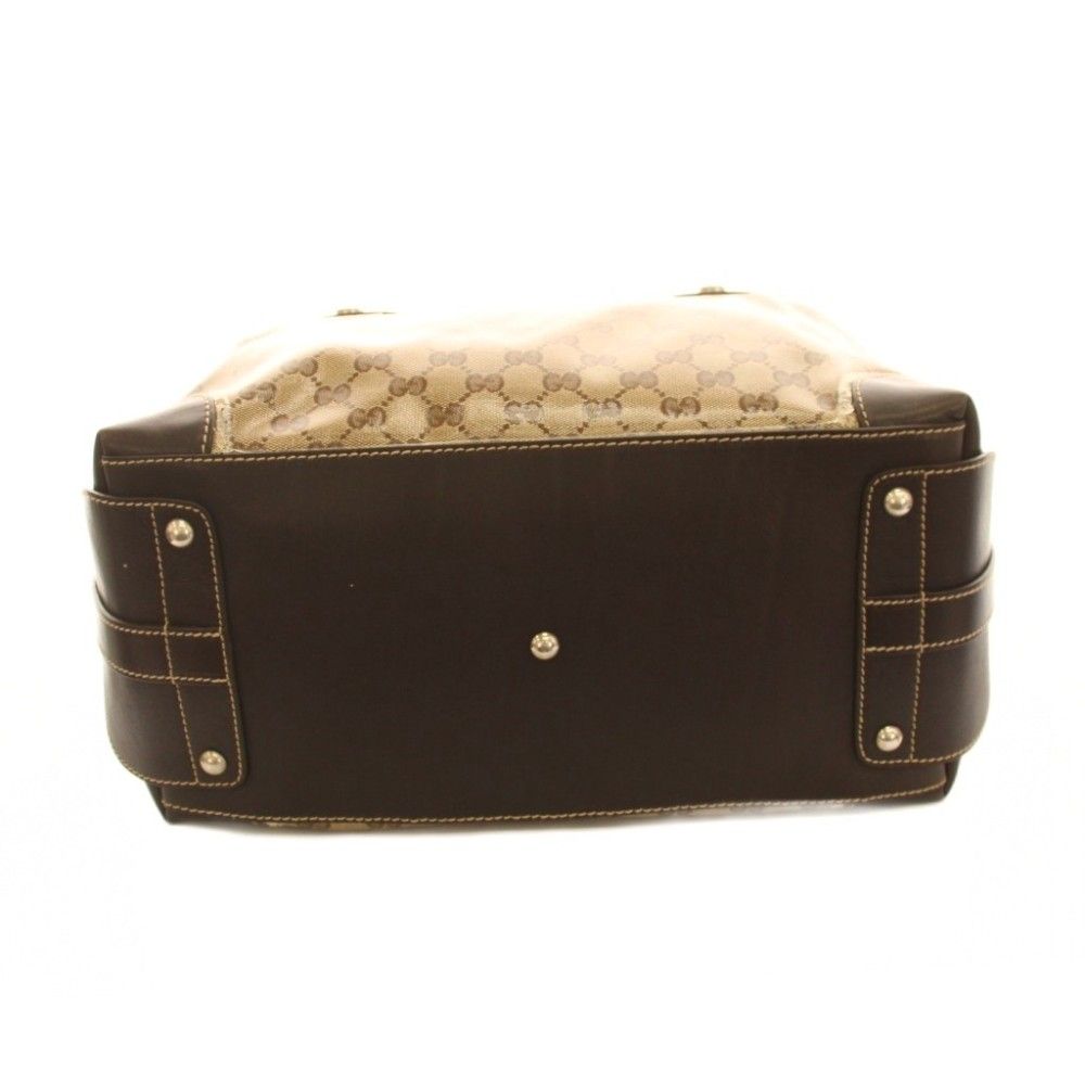 Gucci GG Crystal Crest Boston Bag Leather Beige Dark Brown — view 4