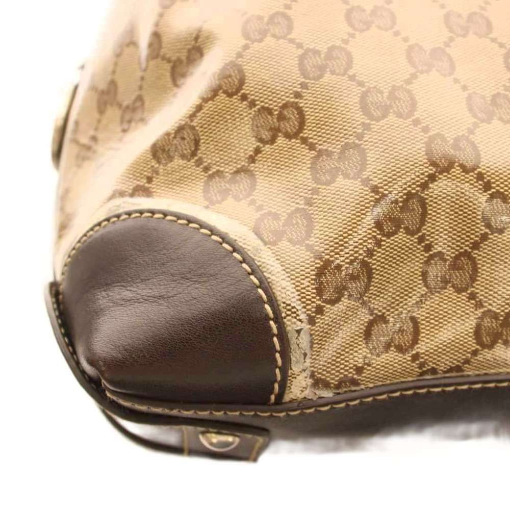 Gucci GG Crystal Crest Boston Bag Leather Beige Dark Brown — view 8