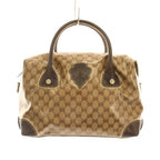 Gucci GG Crystal Crest Boston Bag Leather Beige Dark Brown