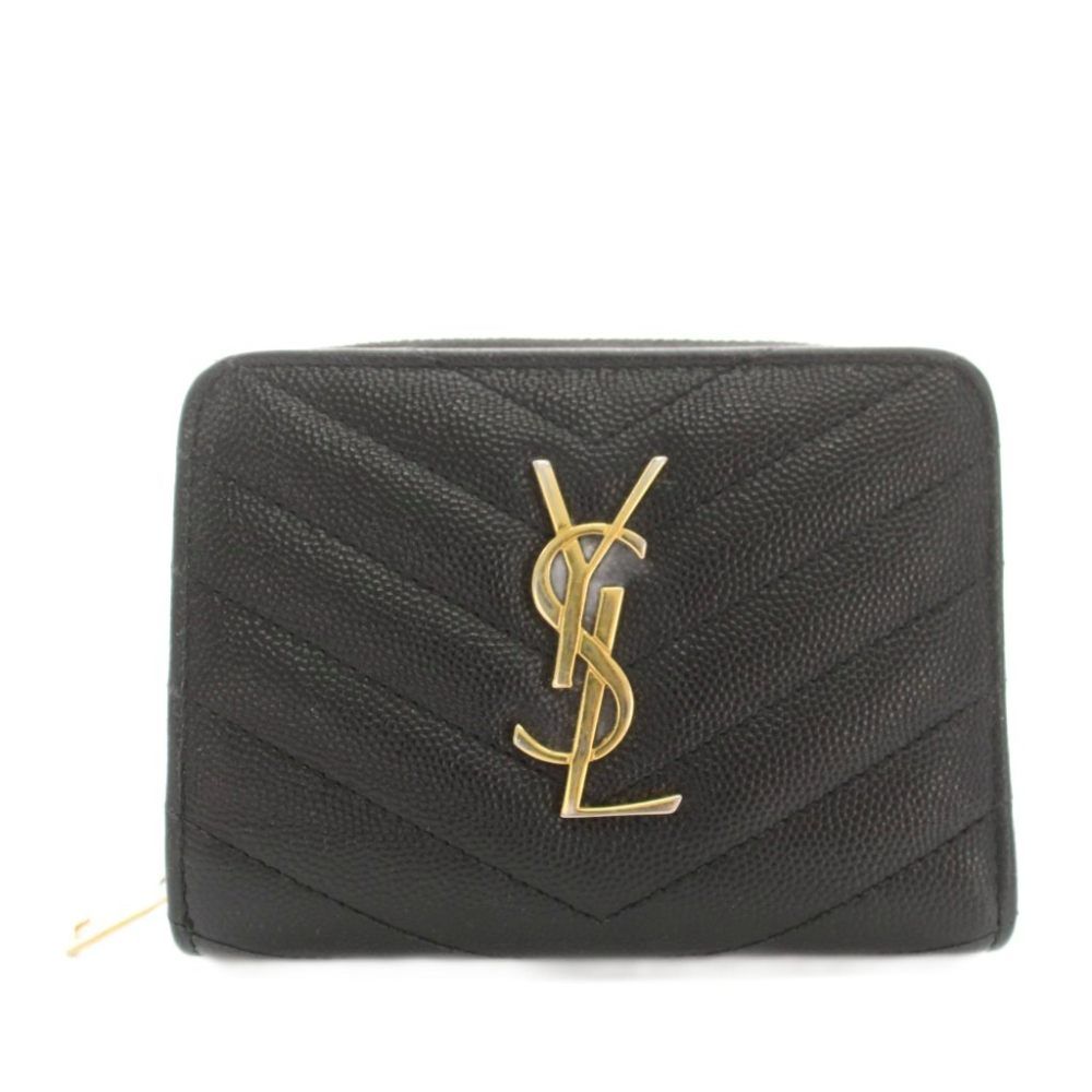 Saint Laurent Paris Matelasse Compact Zip Wallet Around Bifold Coin Purse