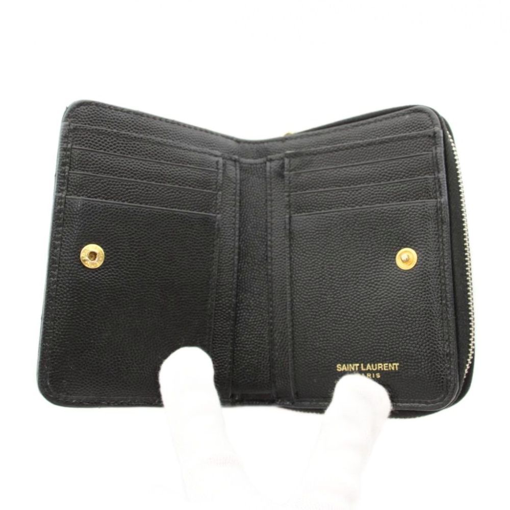 Saint Laurent Paris Matelasse Compact Zip Wallet Around Bifold Coin Purse — view 6