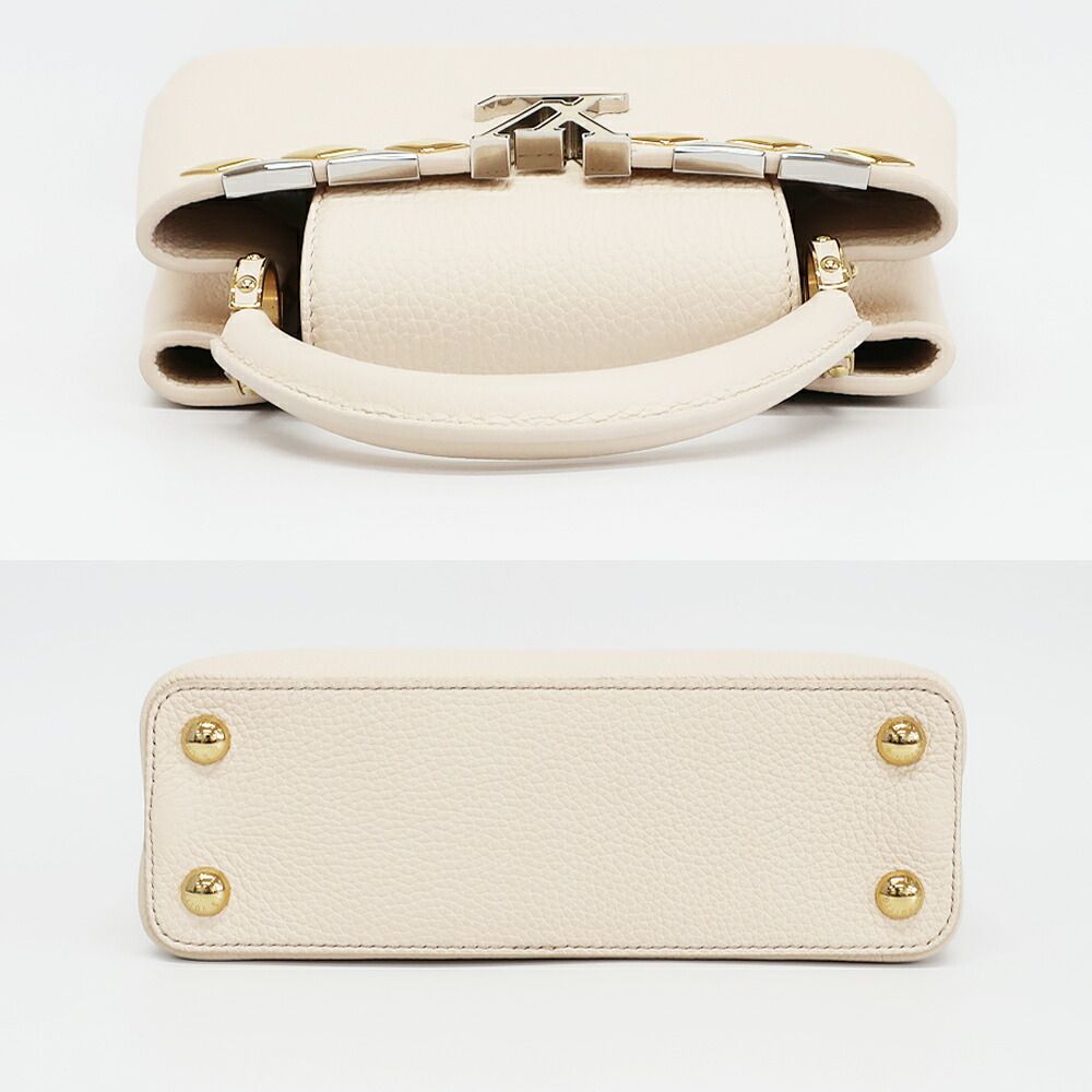 Louis Vuitton Capucines BB 2-Way Shoulder Bag Quartz Taurillon Leather White — view 3