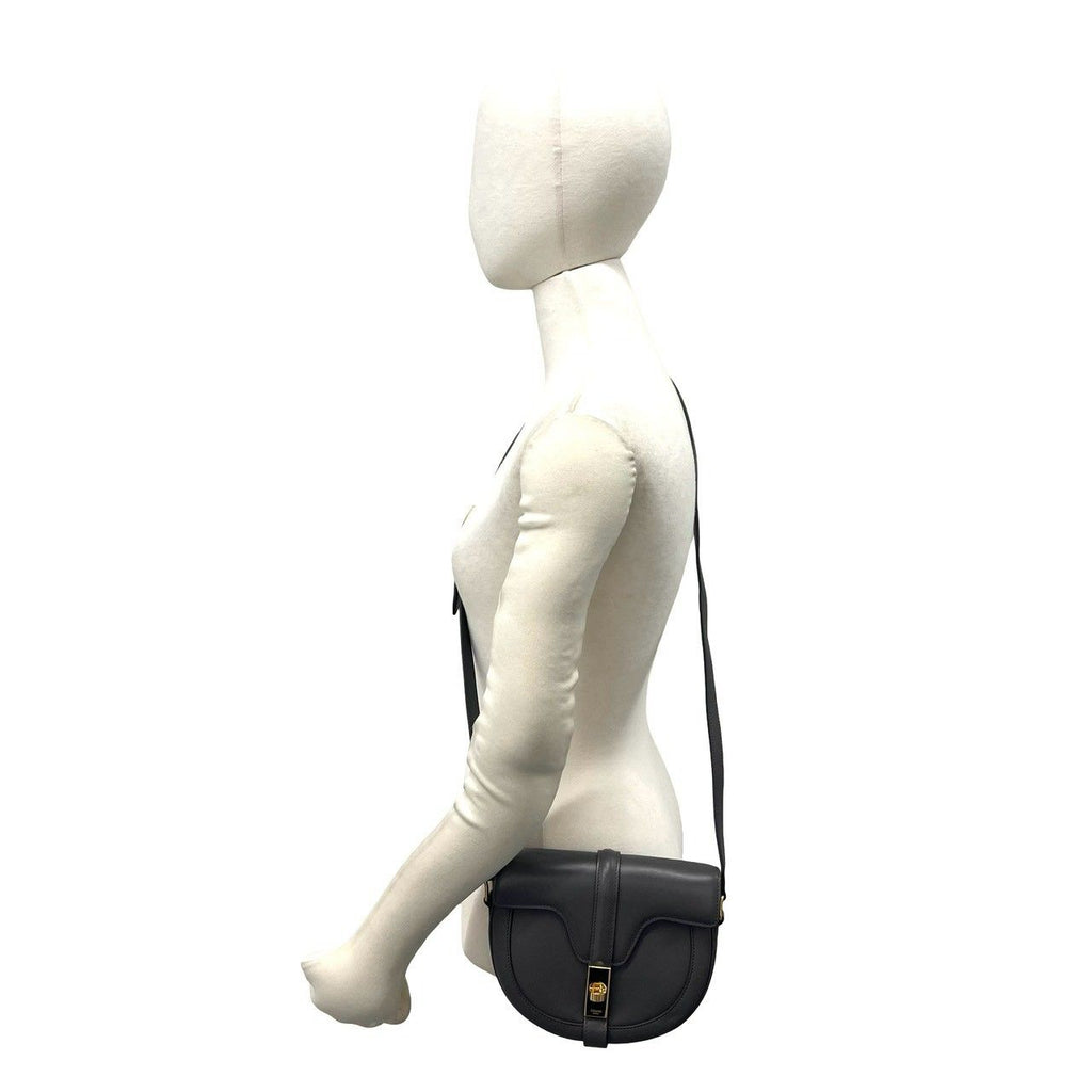 Celine 16 Saise Besace Logo Leather Mini Shoulder Bag Pochette Gray — view 2