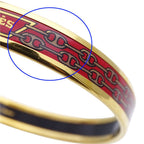 Hermes Bangle Enamel PM Metal Gold Red Cloisonne Bracelet — view 6