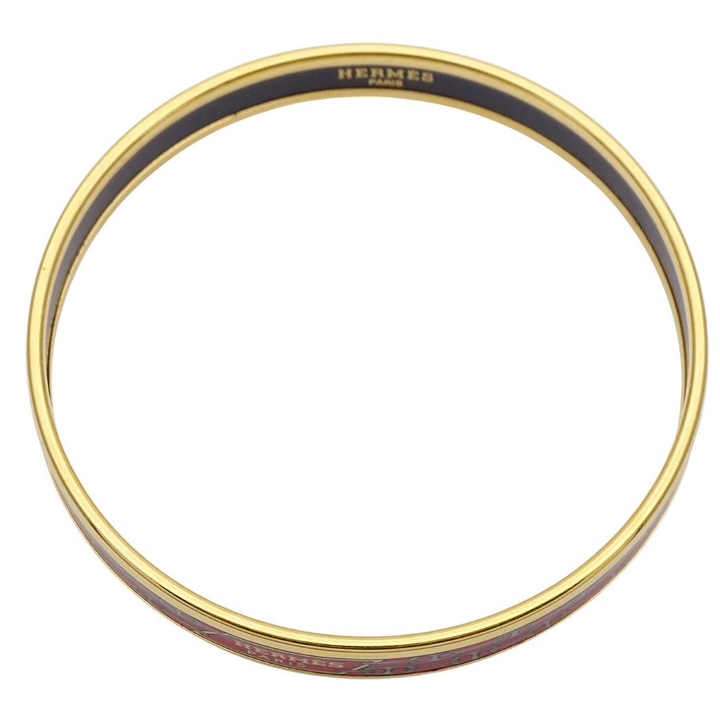 Hermes Bangle Enamel PM Metal Gold Red Cloisonne Bracelet — view 3