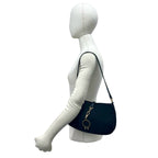 Prada Triangle Logo Circle Plate Nylon Leather Shoulder Bag Black — view 2