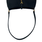Prada Triangle Logo Circle Plate Nylon Leather Shoulder Bag Black — view 4
