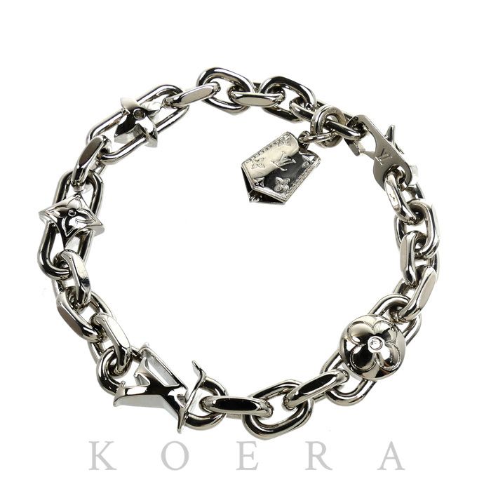Louis Vuitton Metal LV Monogram Lovers Chain Bracelet 22.5