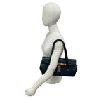 Gucci Vintage Gucci Bamboo GG Logo Leather Canvas Handbag Bag Black — view 2