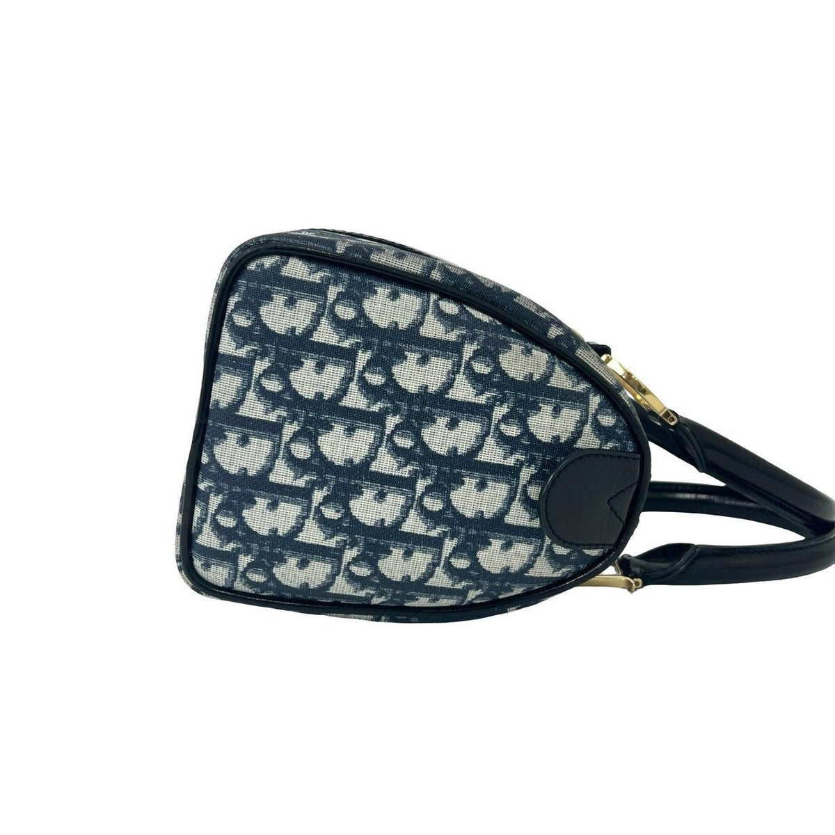 Dior Vintage Trotter Logo Leather Mini Boston Bag Navy — view 6