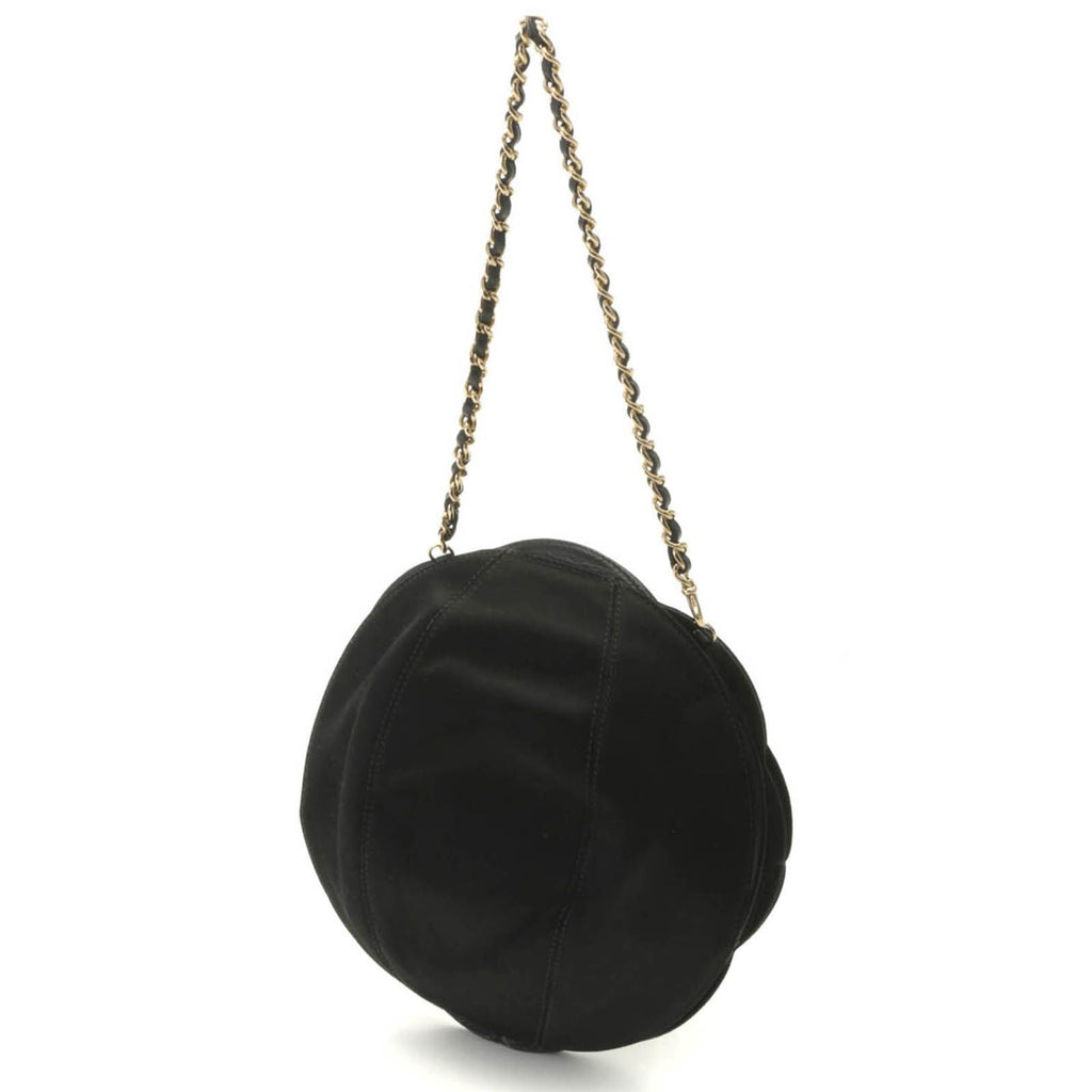 Chanel Handbag Camellia Black Gold Lambskin Satin — view 2