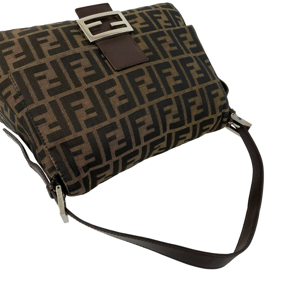 Fendi Vintage Mamma Bucket Zucca FF Logo Pattern Canvas Leather Shoulder Bag — view 4