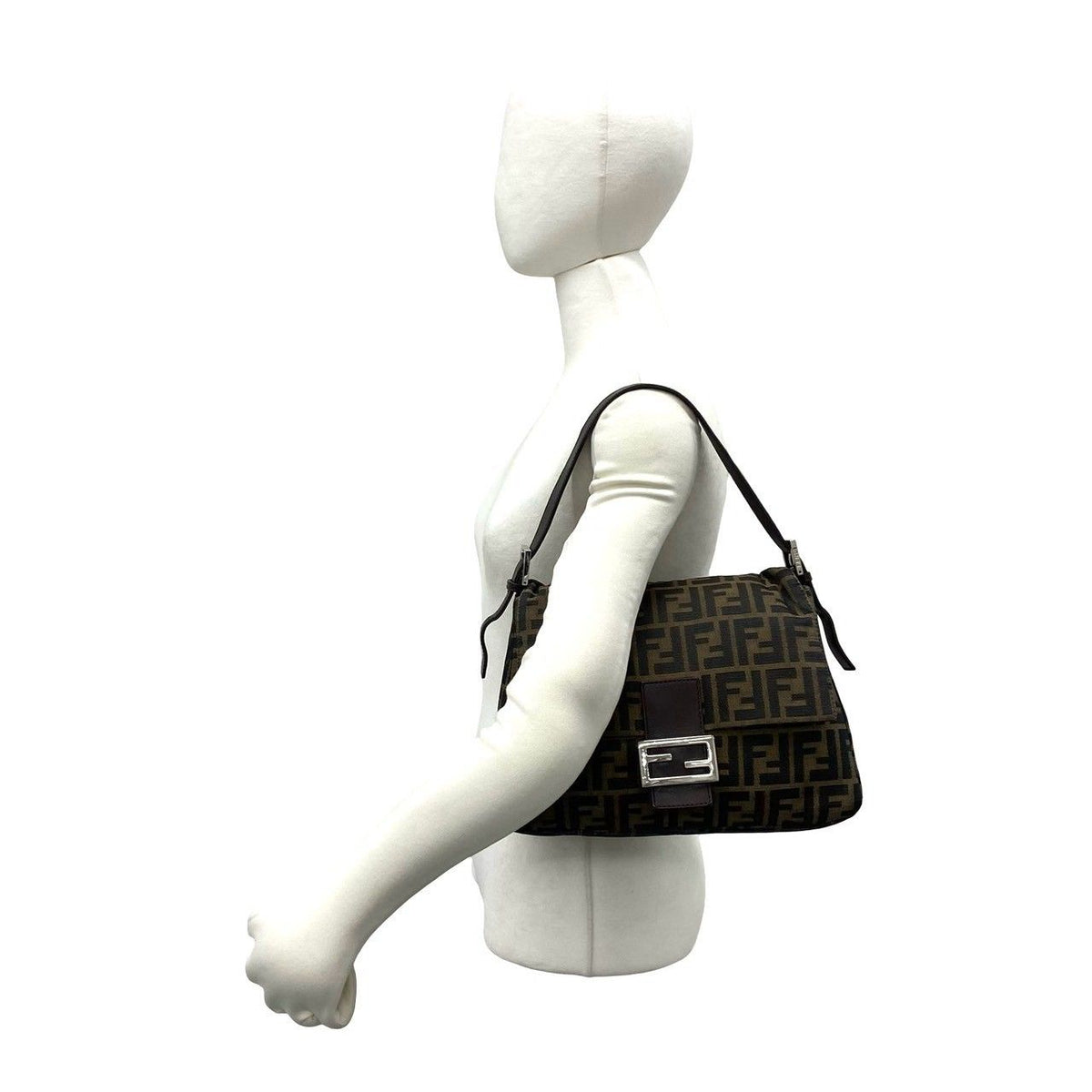 Fendi Vintage Mamma Bucket Zucca FF Logo Pattern Canvas Leather Shoulder Bag — view 2