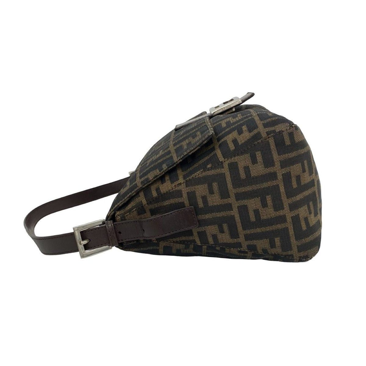 Fendi Vintage Mamma Bucket Zucca FF Logo Pattern Canvas Leather Shoulder Bag — view 5