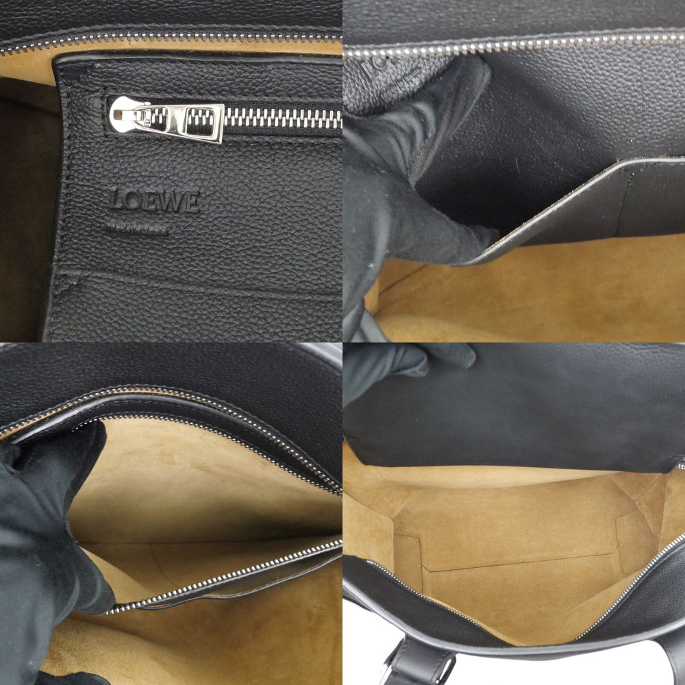 Loewe Horizontal Tote Bag Black Silver Anagram Leather with Charm — view 6