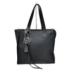 Loewe Horizontal Tote Bag Black Silver Anagram Leather with Charm