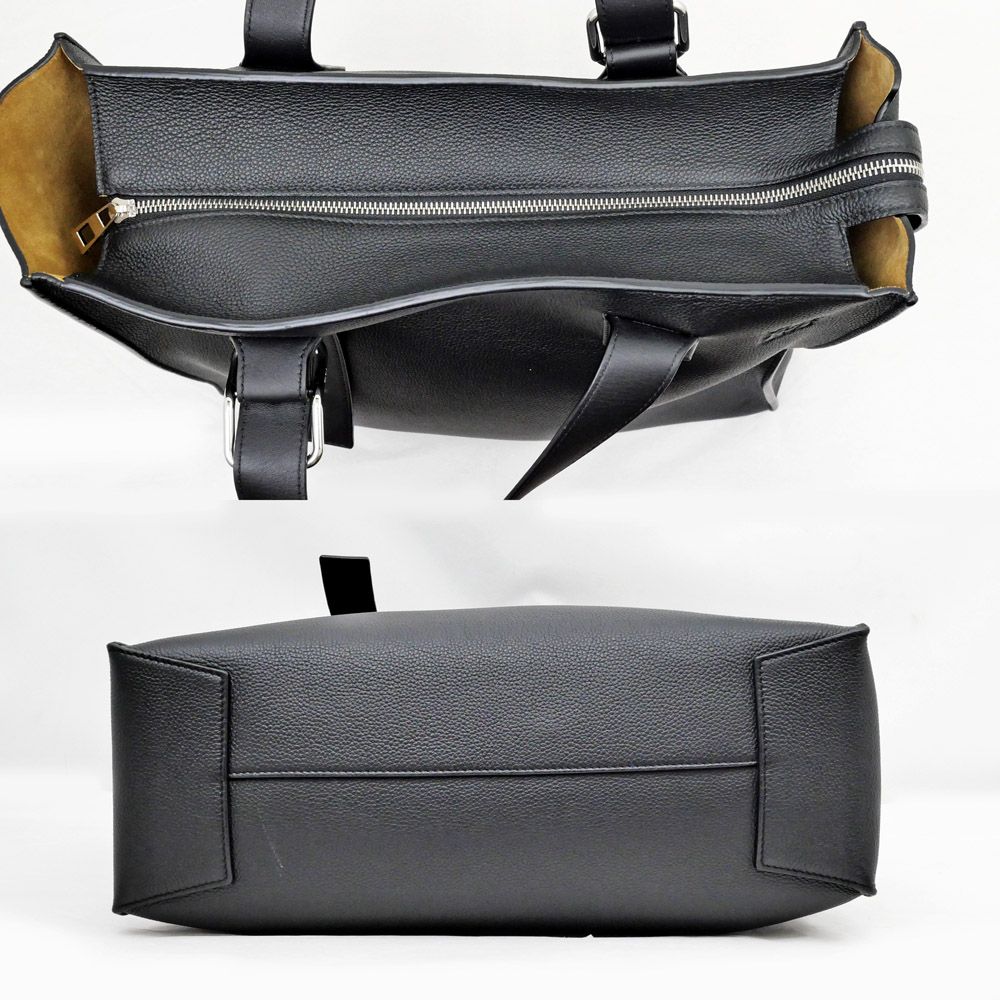 Loewe Horizontal Tote Bag Black Silver Anagram Leather with Charm — view 4