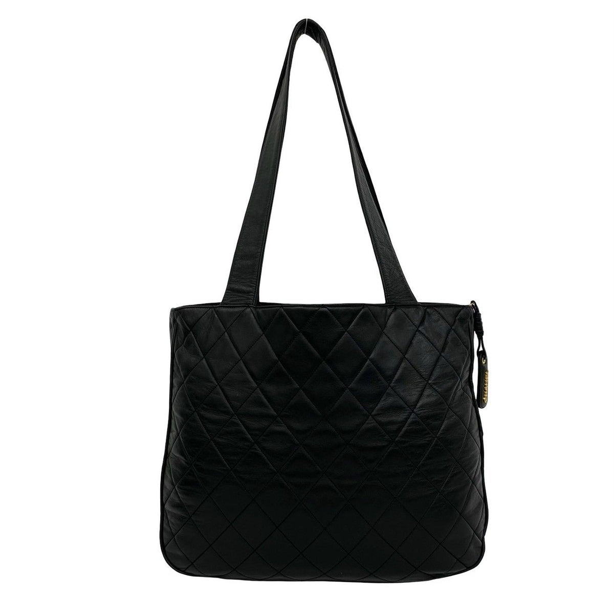Chanel Quilted CC Logo Lambskin Tote Shoulder Bag Black — view 3