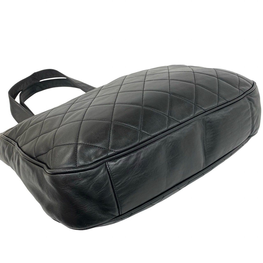 Chanel Quilted CC Logo Lambskin Tote Shoulder Bag Black — view 7