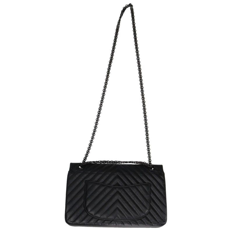 Chanel 2.55 Chevron Thor Black 23 Aged Calfskin Double Flap Chain Shoulder Bag — view 2