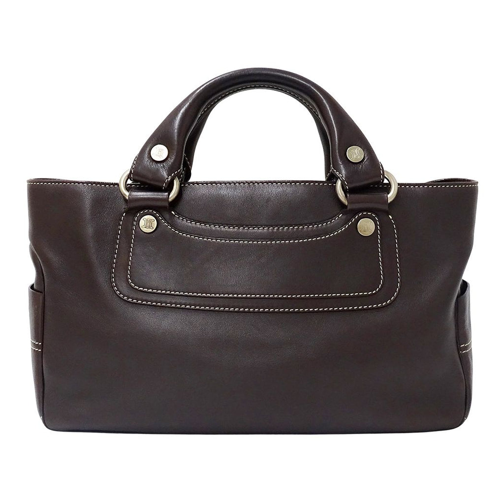 Celine Bag Handbag Boogie Bag Leather Dark Brown