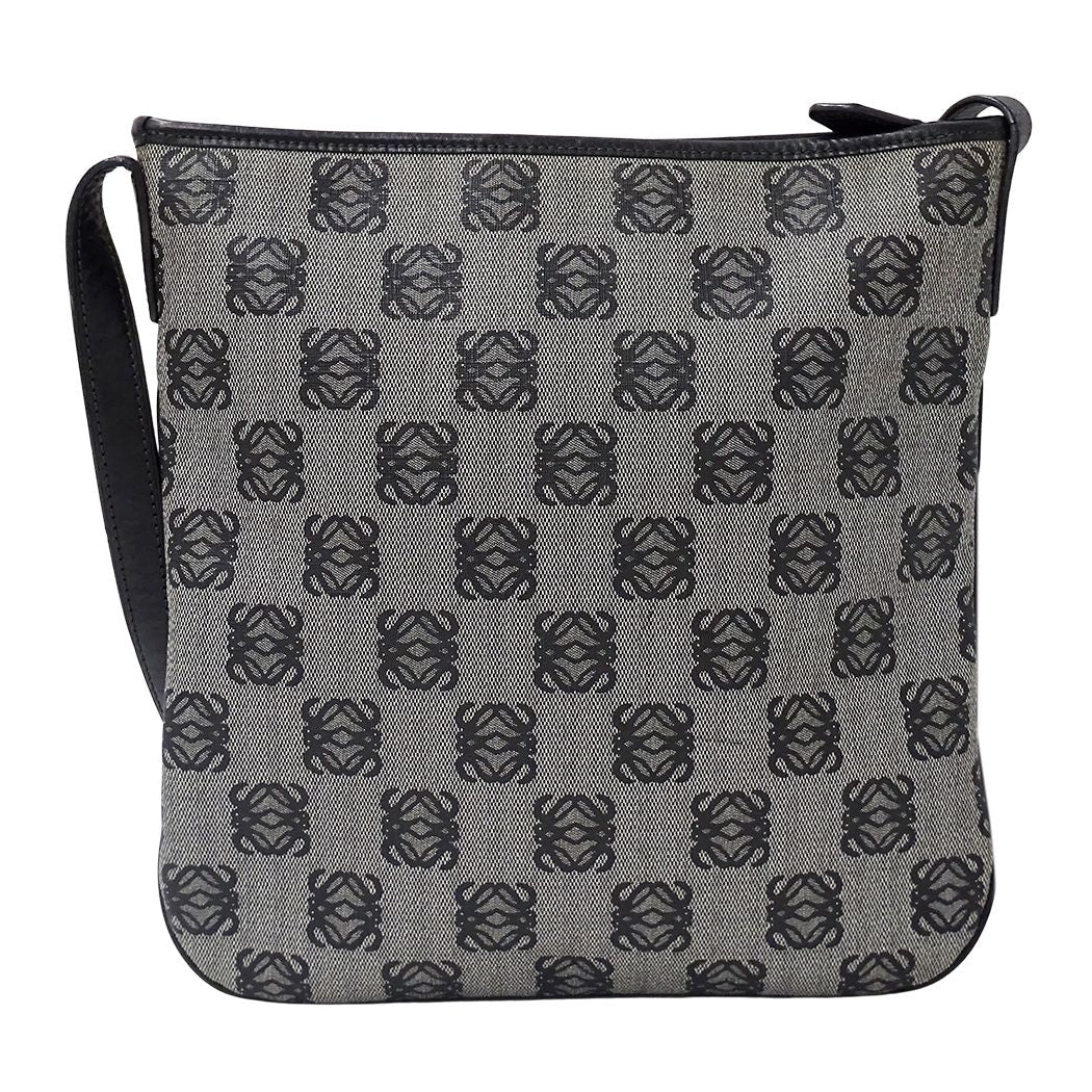 Loewe Shoulder Bag Gray Black Anagram Pattern — view 2