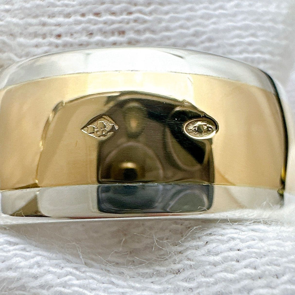 Hermes H Logo Yellow Gold Silver Ring — view 8